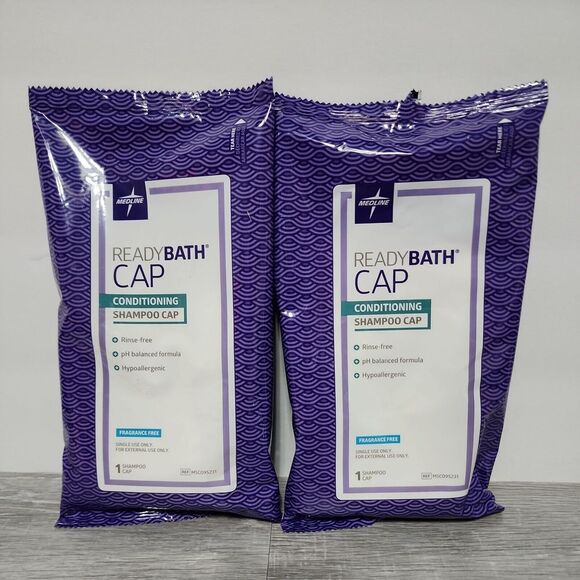 Lot of 2-Medline ReadyBath Scented Rinse-Free Shampoo Cap‎ with Conditioner - Picture 1 of 3